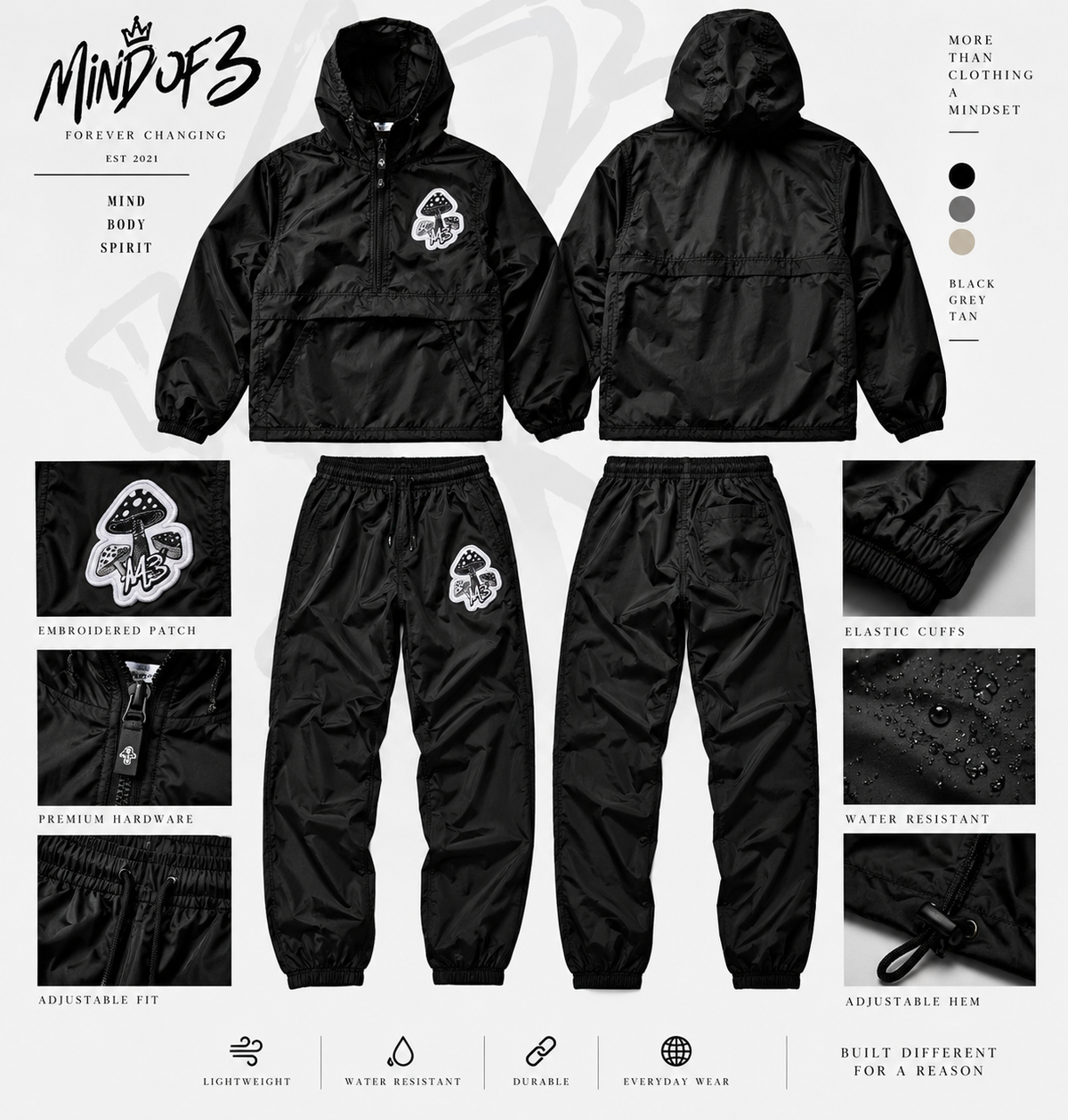 Mind Of 3 “Mushroom Patch” windbreaker set