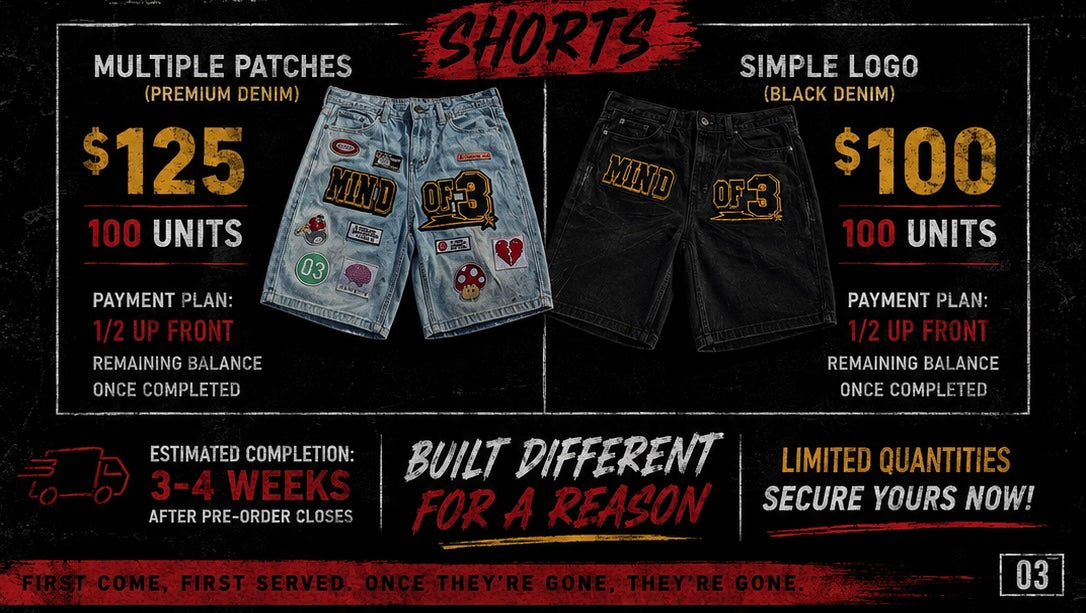 Mind of 3 “Pieces of the Mind” Patchwork Denim Shorts
